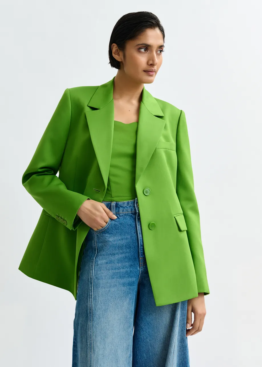 Groene blazer met enkele knopenrij