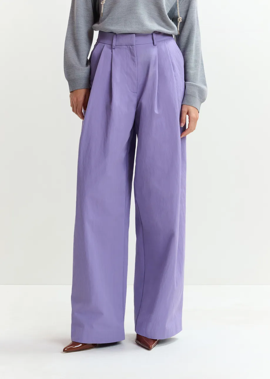 Paarse wijde broek met plooien
