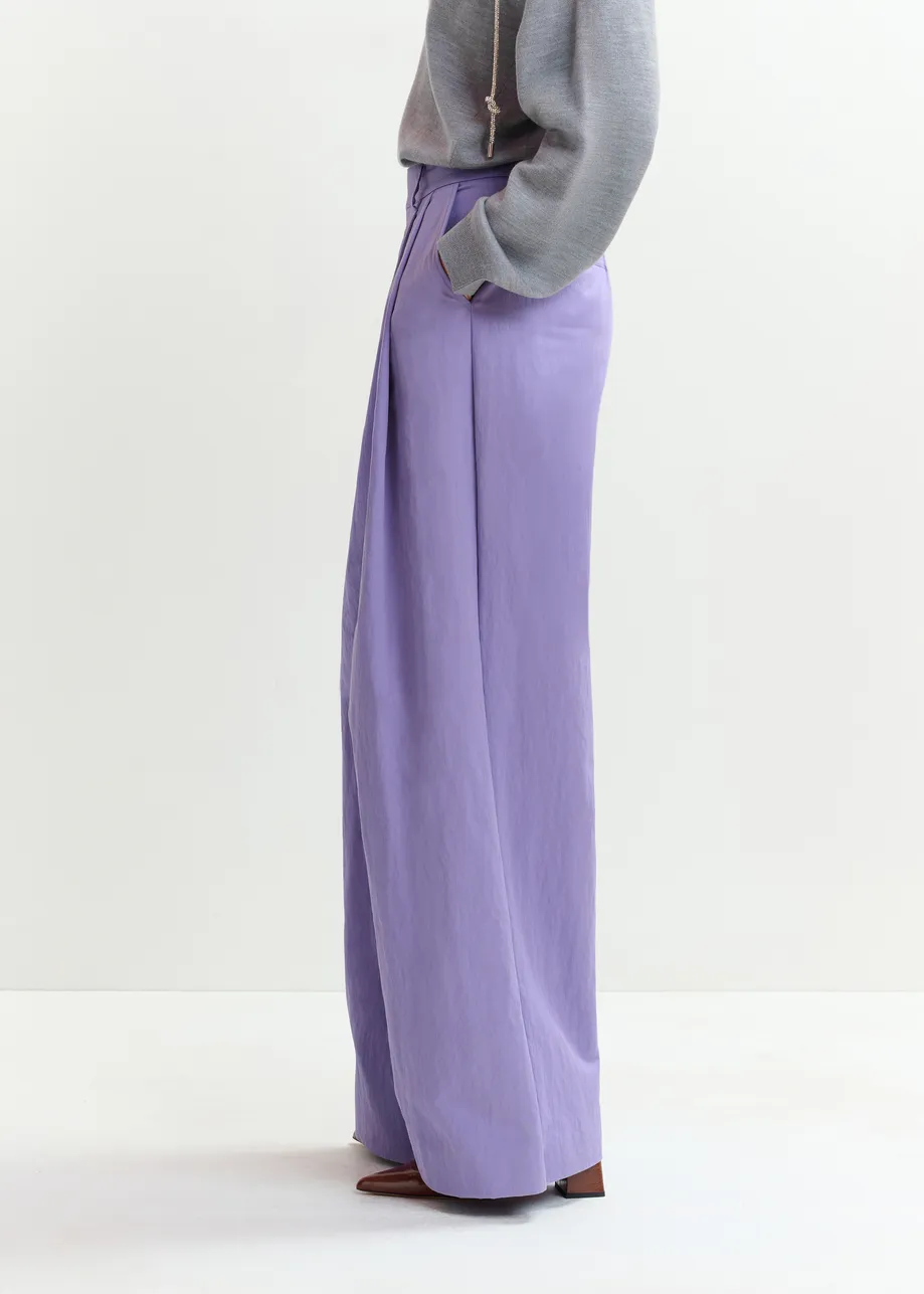 Paarse wijde broek met plooien
