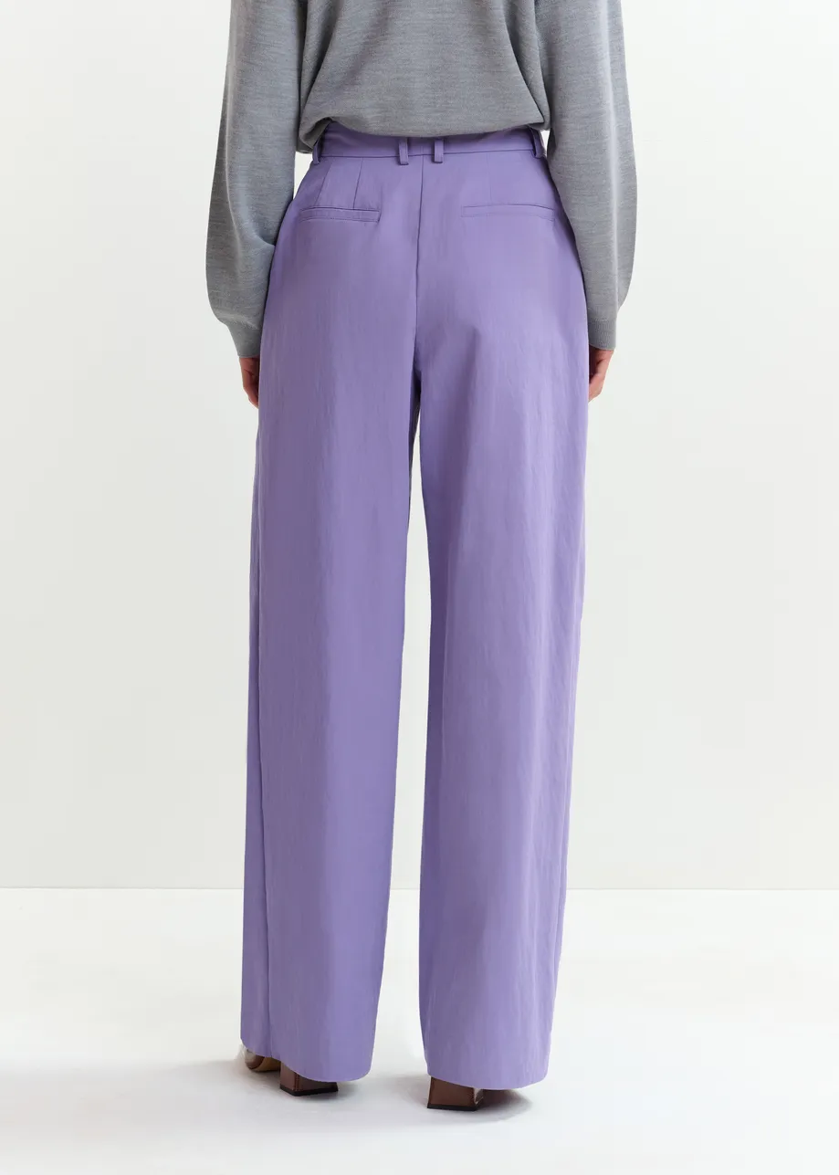 Paarse wijde broek met plooien