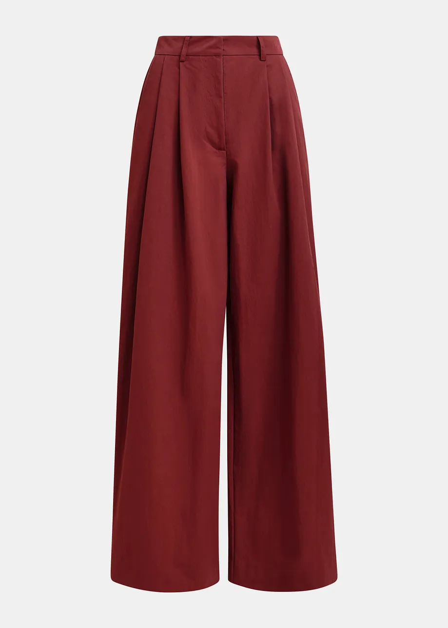 Burned orange pleated wide-leg pants