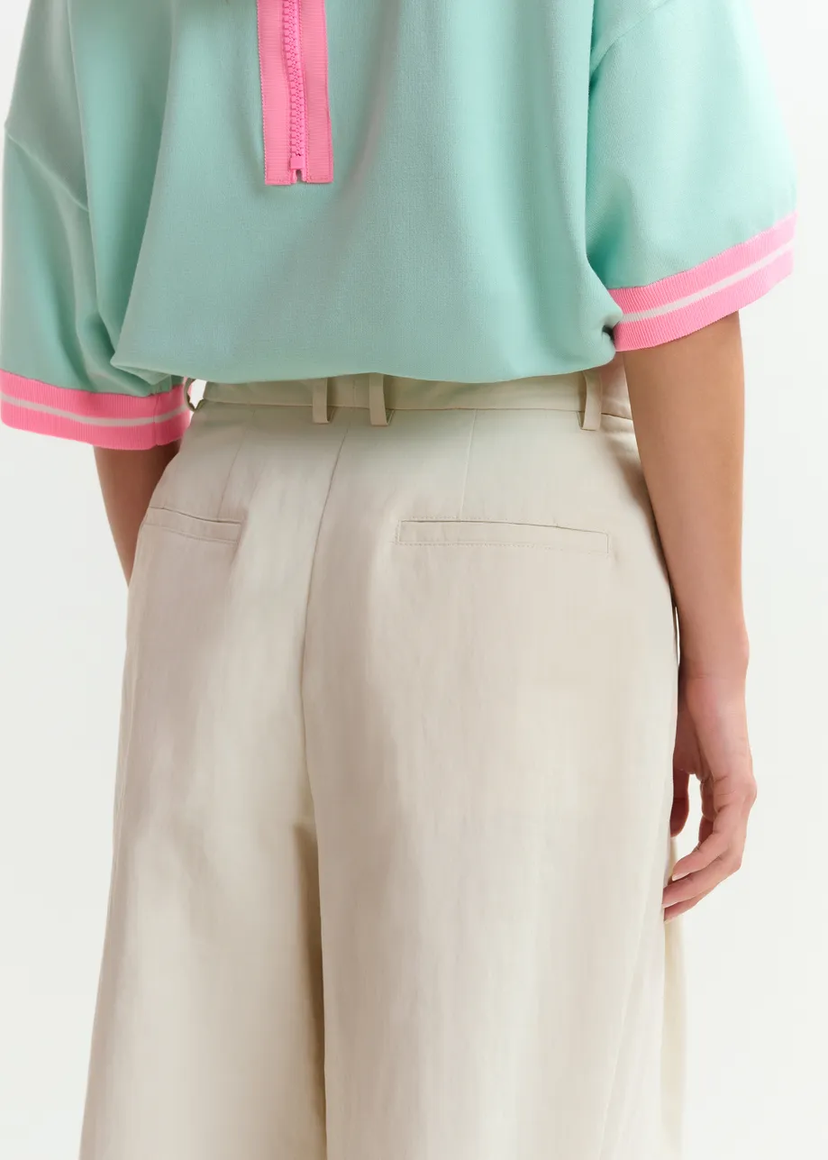 Gebroken witte wijde broek met plooien