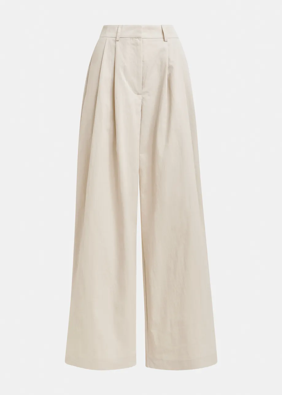 Gebroken witte wijde broek met plooien