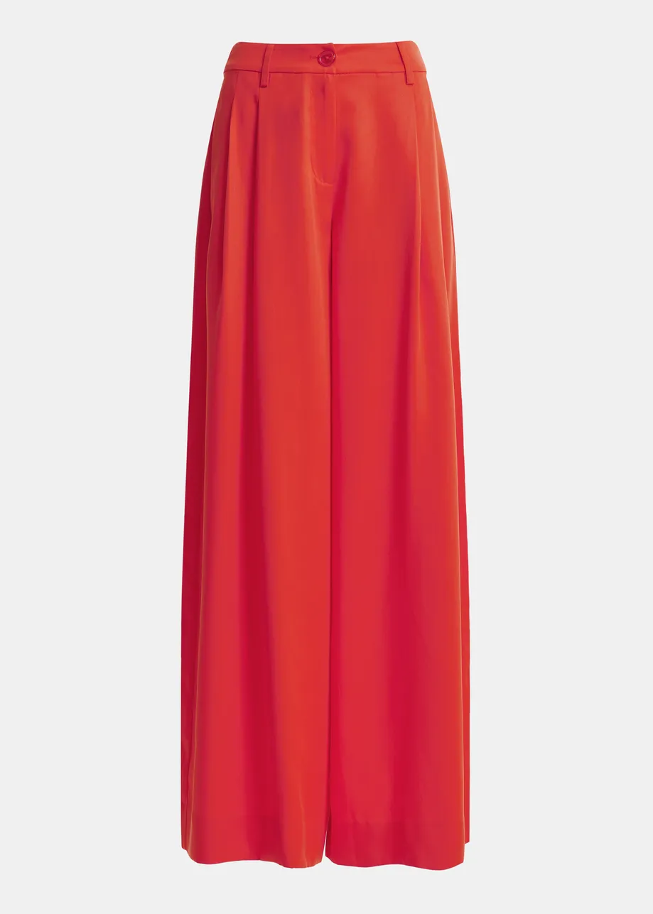 Red wide-leg pants
