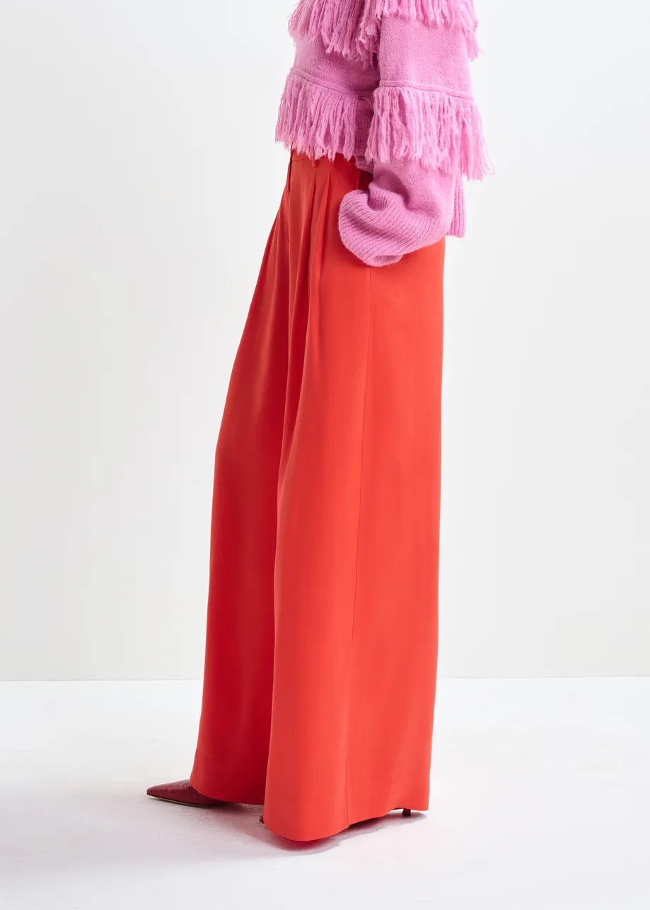 Red wide-leg pants