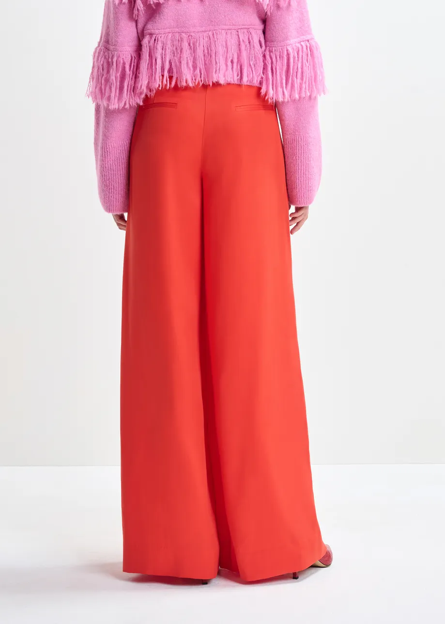 Red wide-leg pants