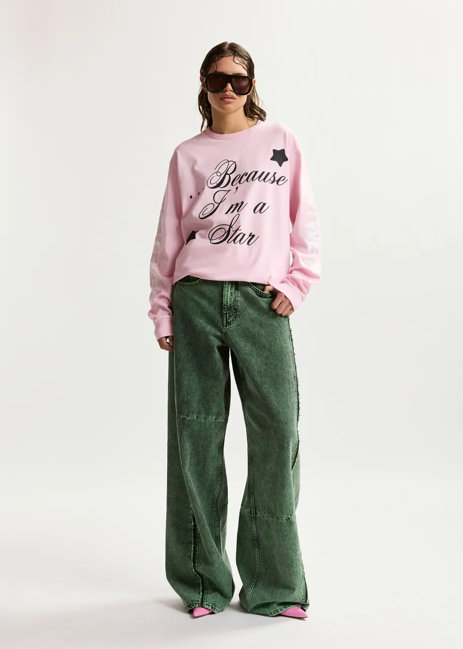 “Clare – To Be Considered” exclusive merch pink, black and white cotton long-sleeve T-shirt