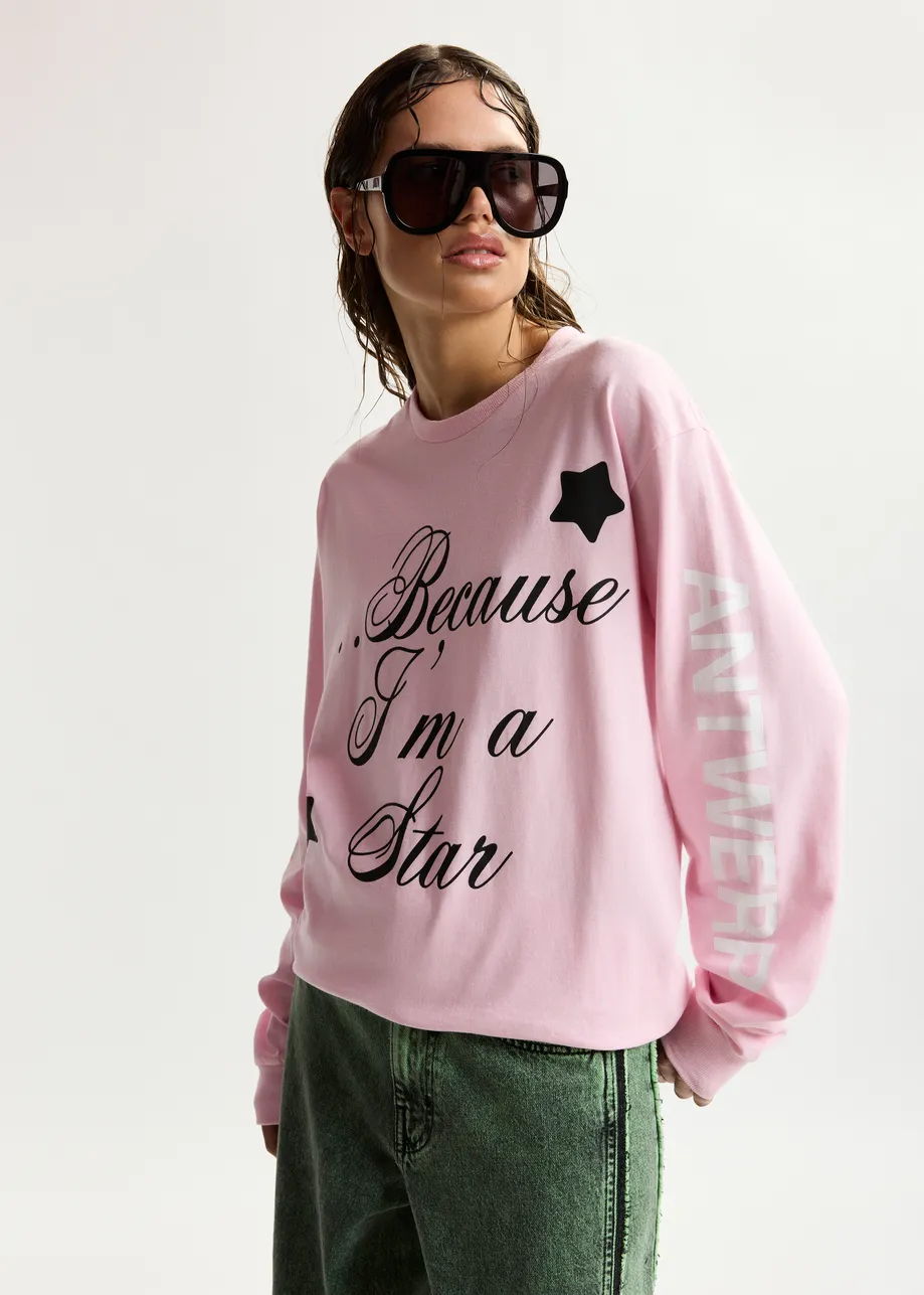 “Clare – To Be Considered” exclusive merch pink, black and white cotton long-sleeve T-shirt