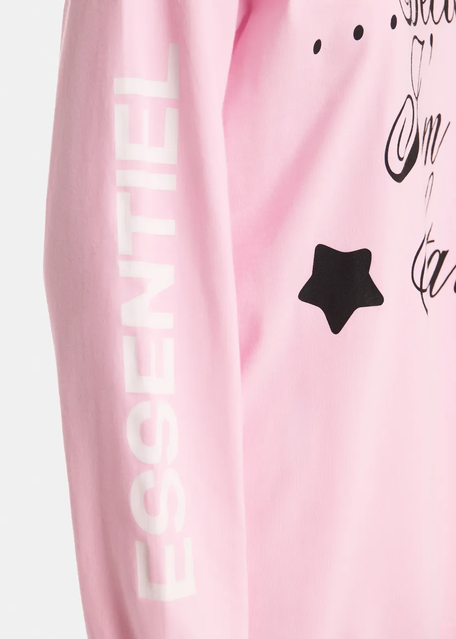 “Clare – To Be Considered” exclusive merch pink, black and white cotton long-sleeve T-shirt