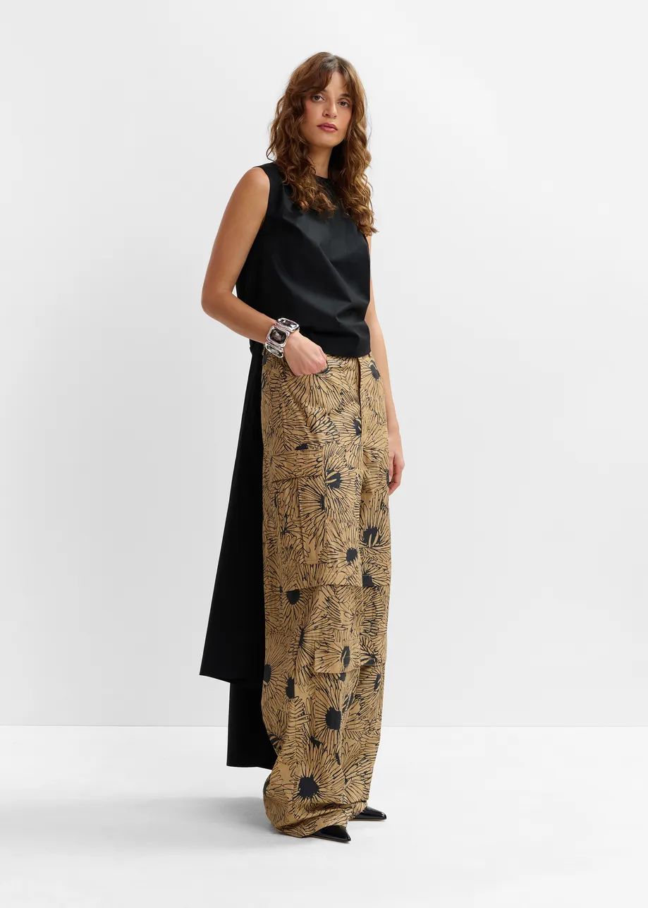 Black cotton wrap tie top with low back