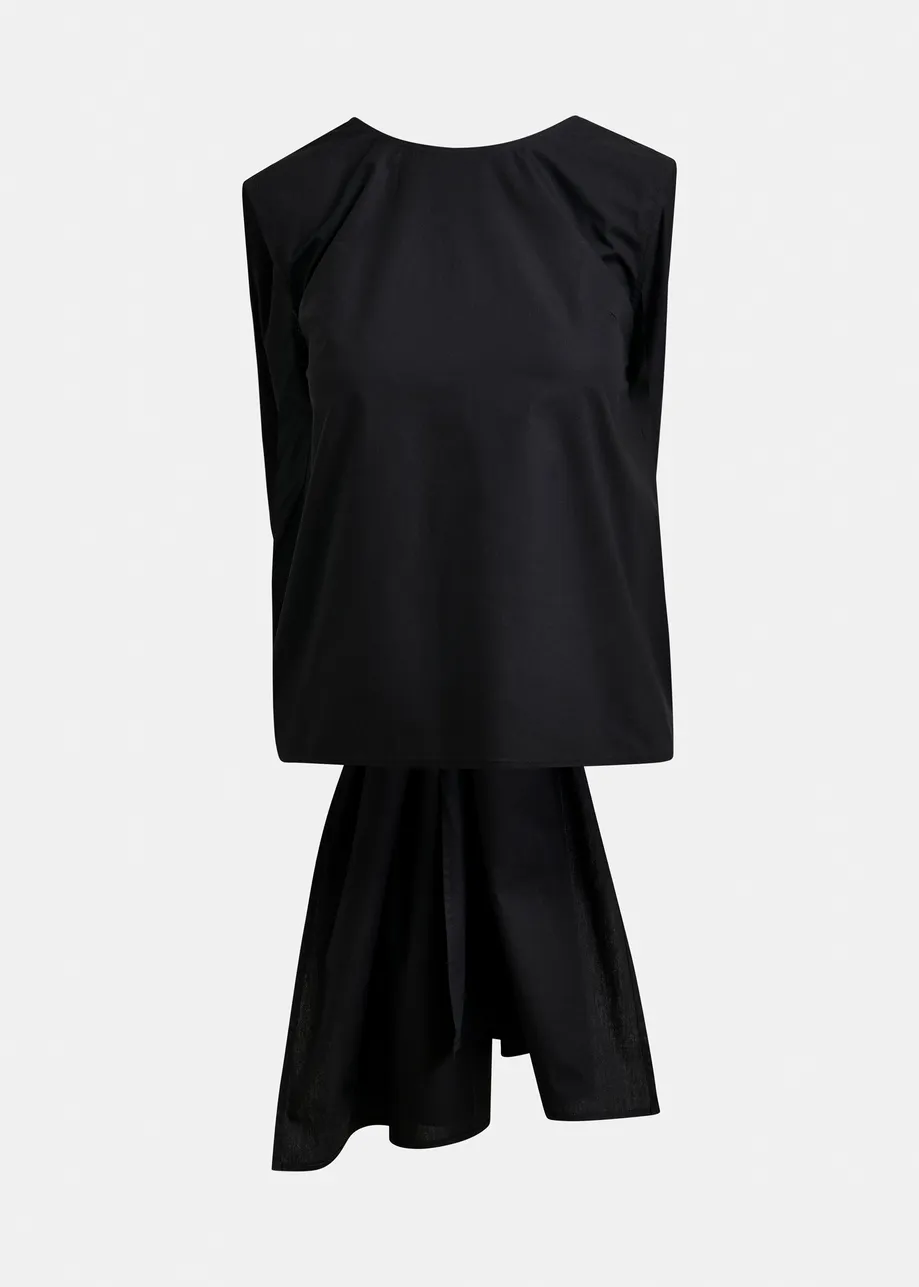 Black cotton wrap tie top with low back