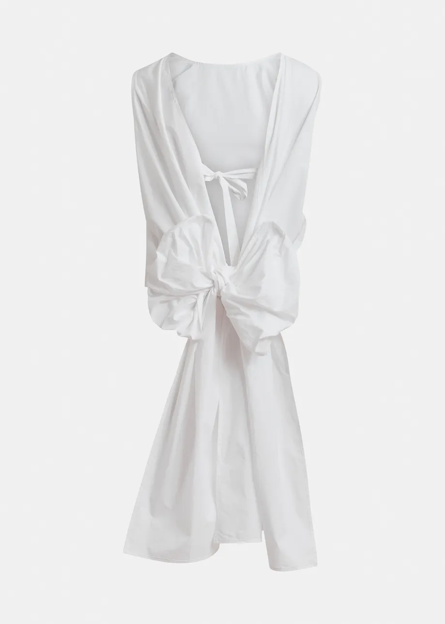 Top cruzado de algodón con lazo y espalda baja, blanco