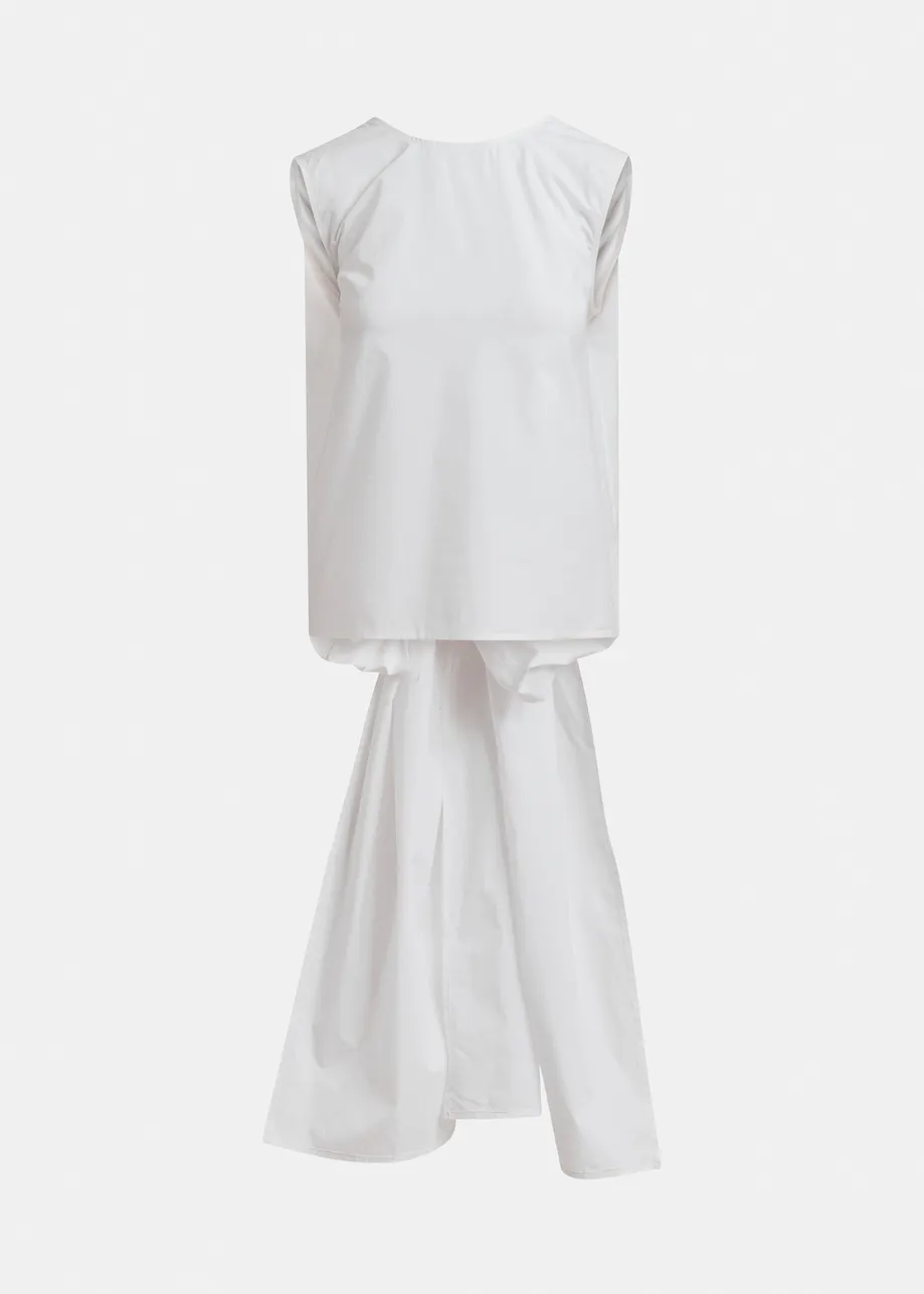 White cotton wrap tie top with low back
