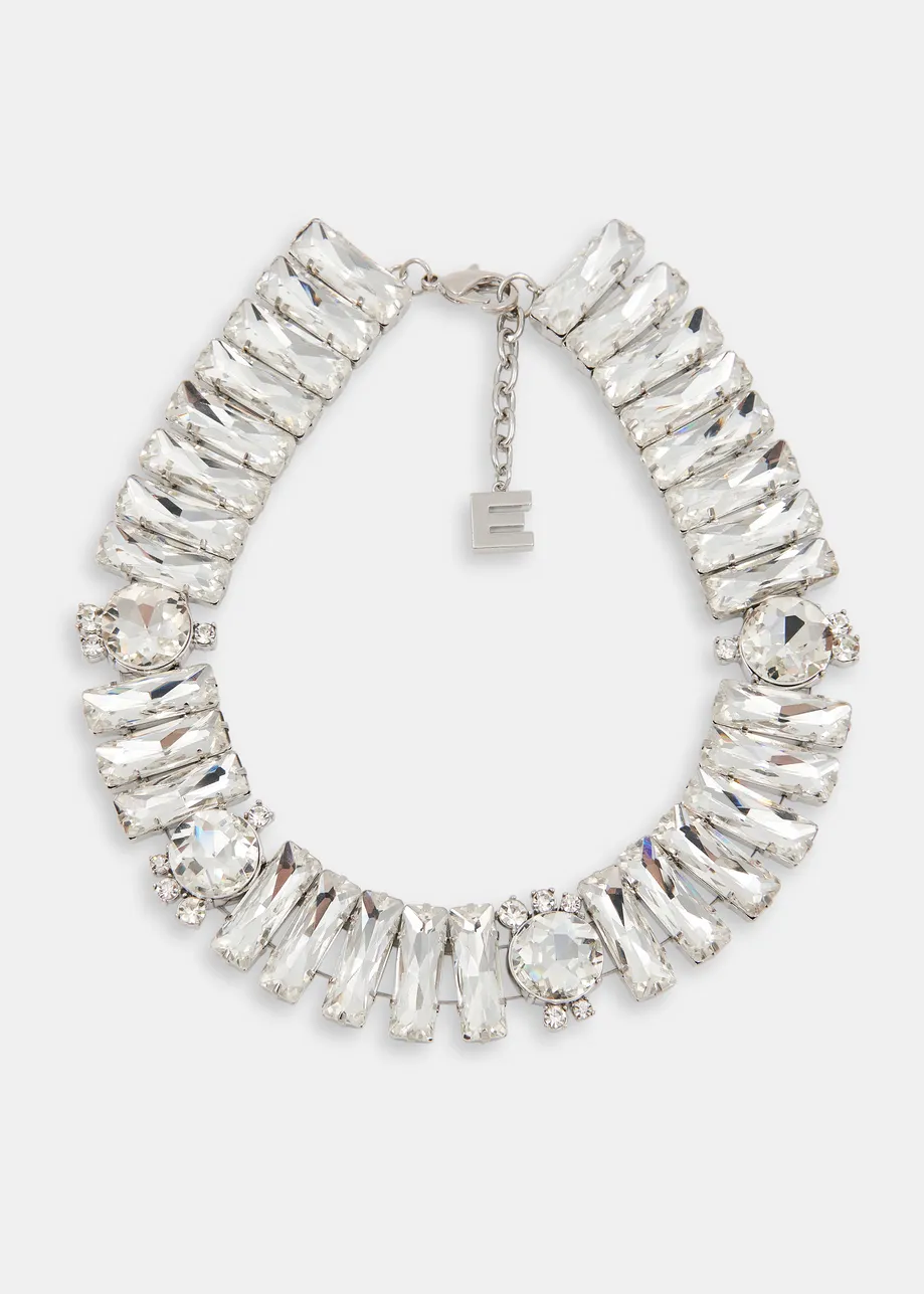 Collar de piedras rectangulares, plateado