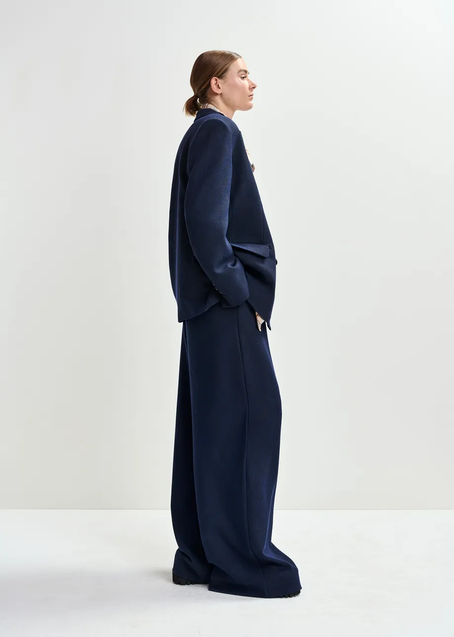 Marineblauwe broek met brede pijp 