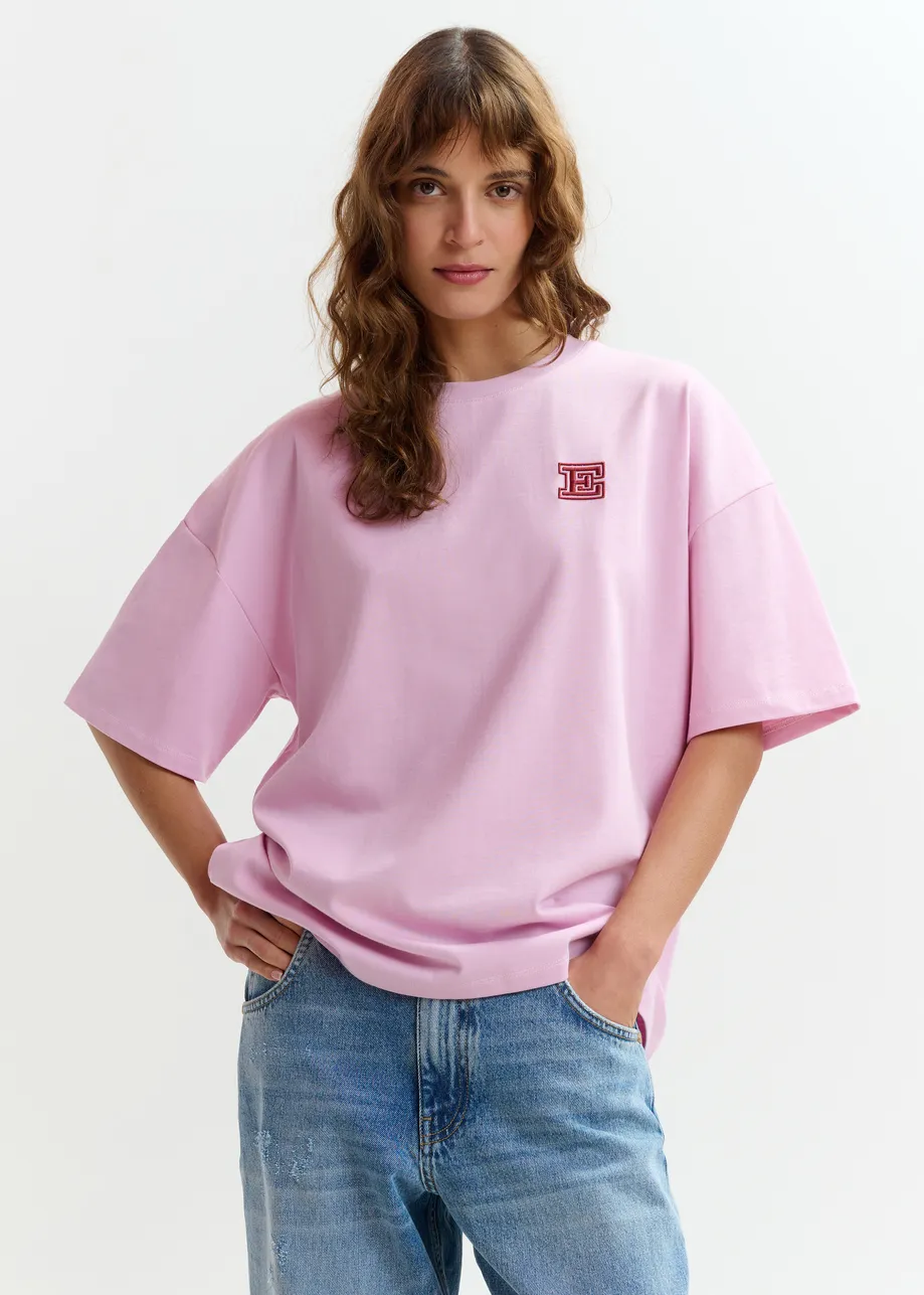 Cotton T-shirt with 'E' embroidery