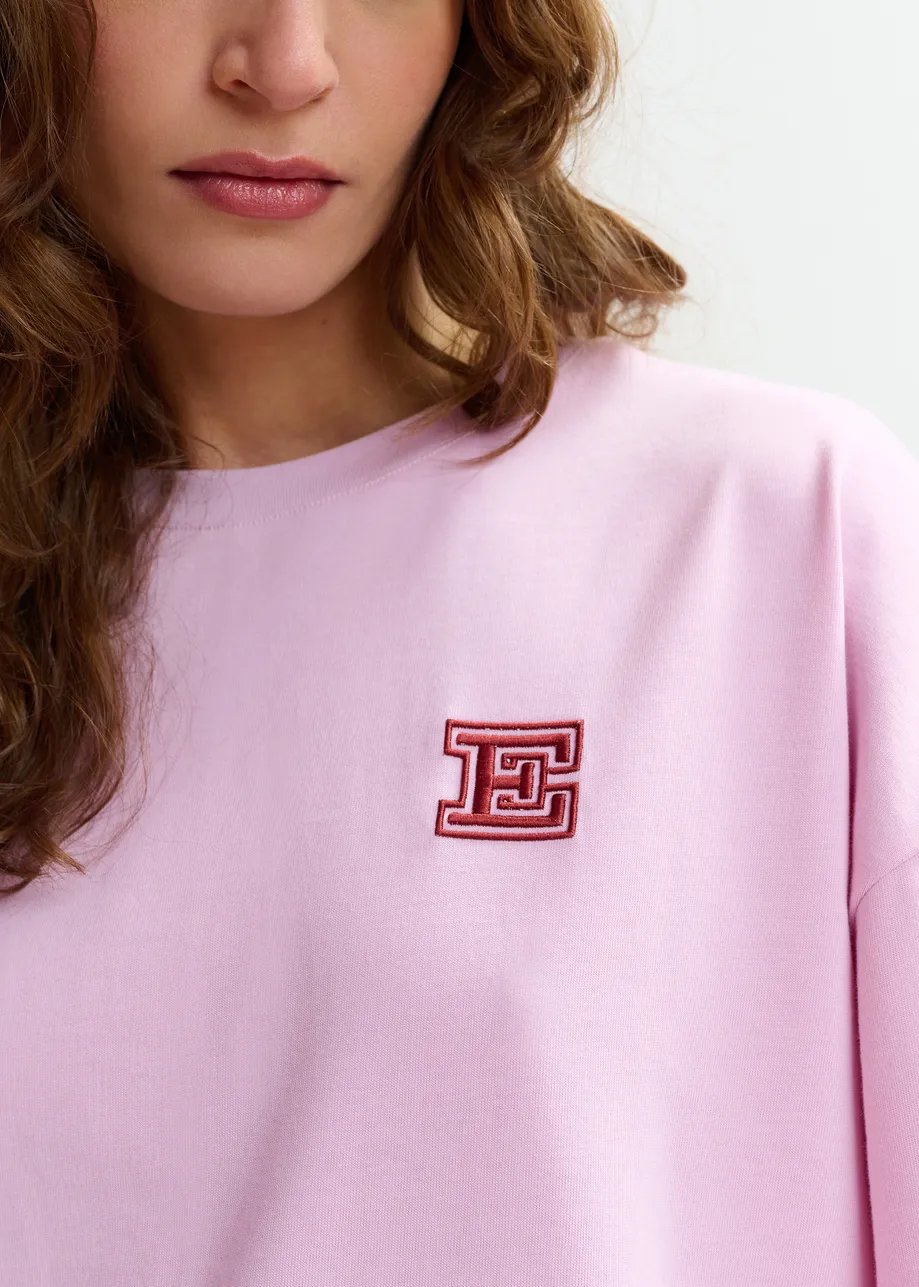 Cotton T-shirt with 'E' embroidery