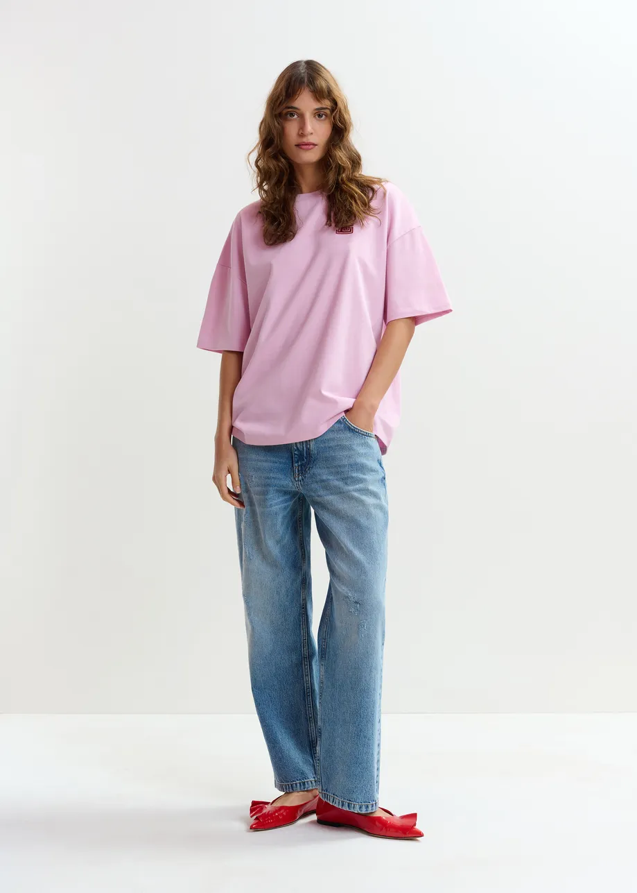 Cotton T-shirt with 'E' embroidery