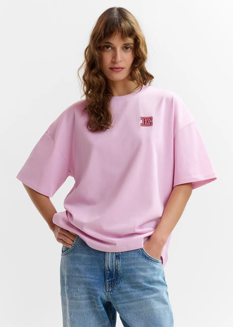 Cotton T-shirt with 'E' embroidery