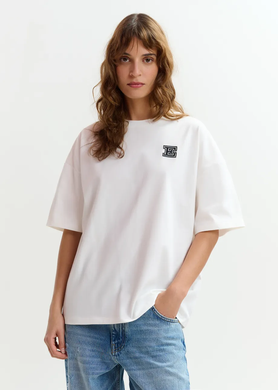 T-shirt en coton beige avec 'E'