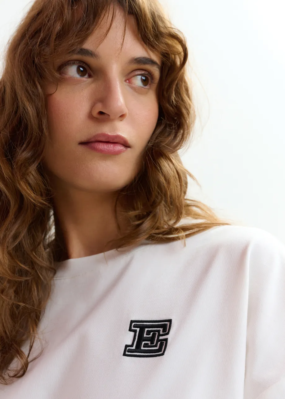 T-shirt en coton beige avec 'E'