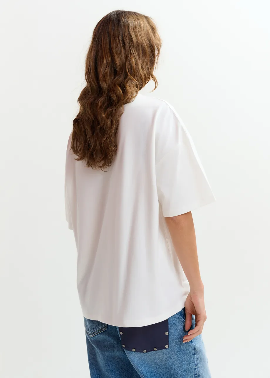 T-shirt en coton beige avec 'E'