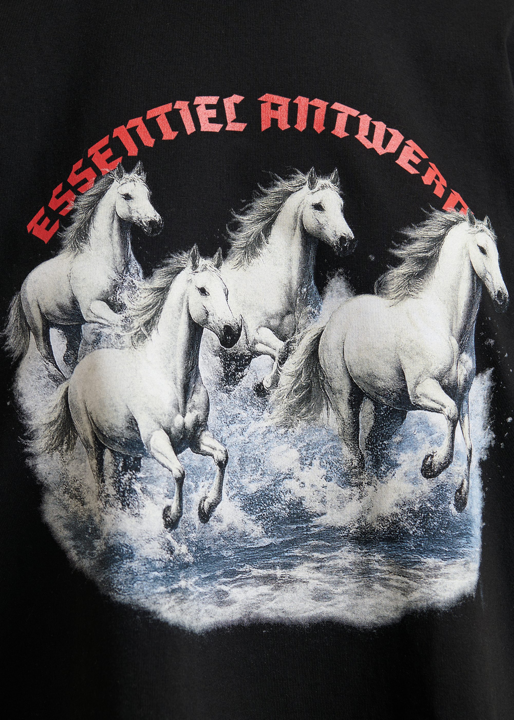 Black, off-white and red running horses oversized T-shirt - Year