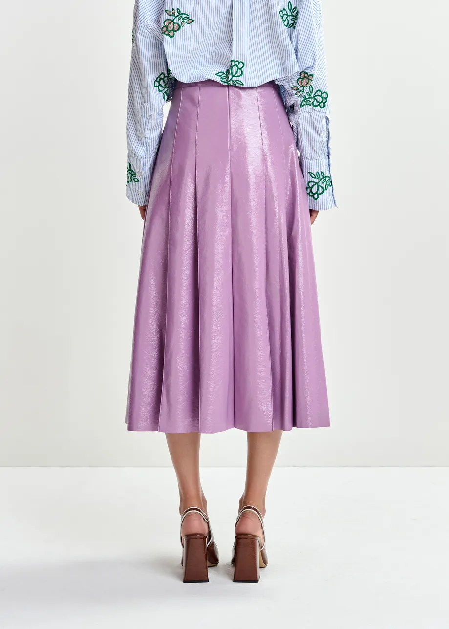 Paarse midirok in faux leer