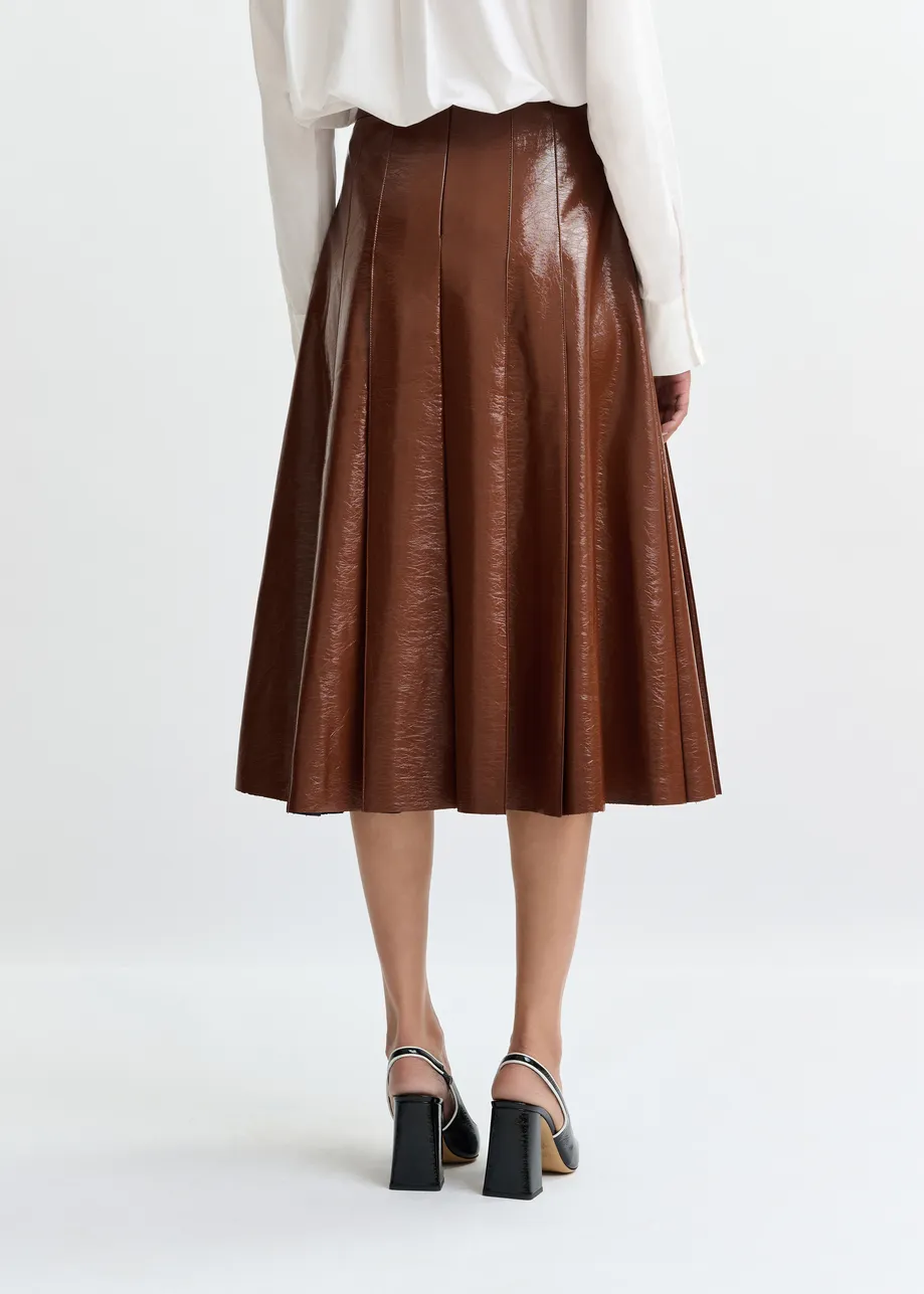 Bruine midirok in faux leer