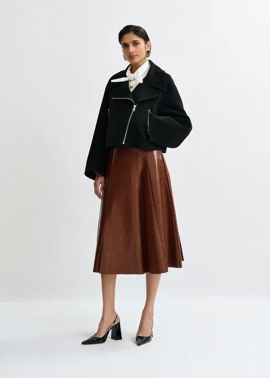 Bruine midirok in faux leer