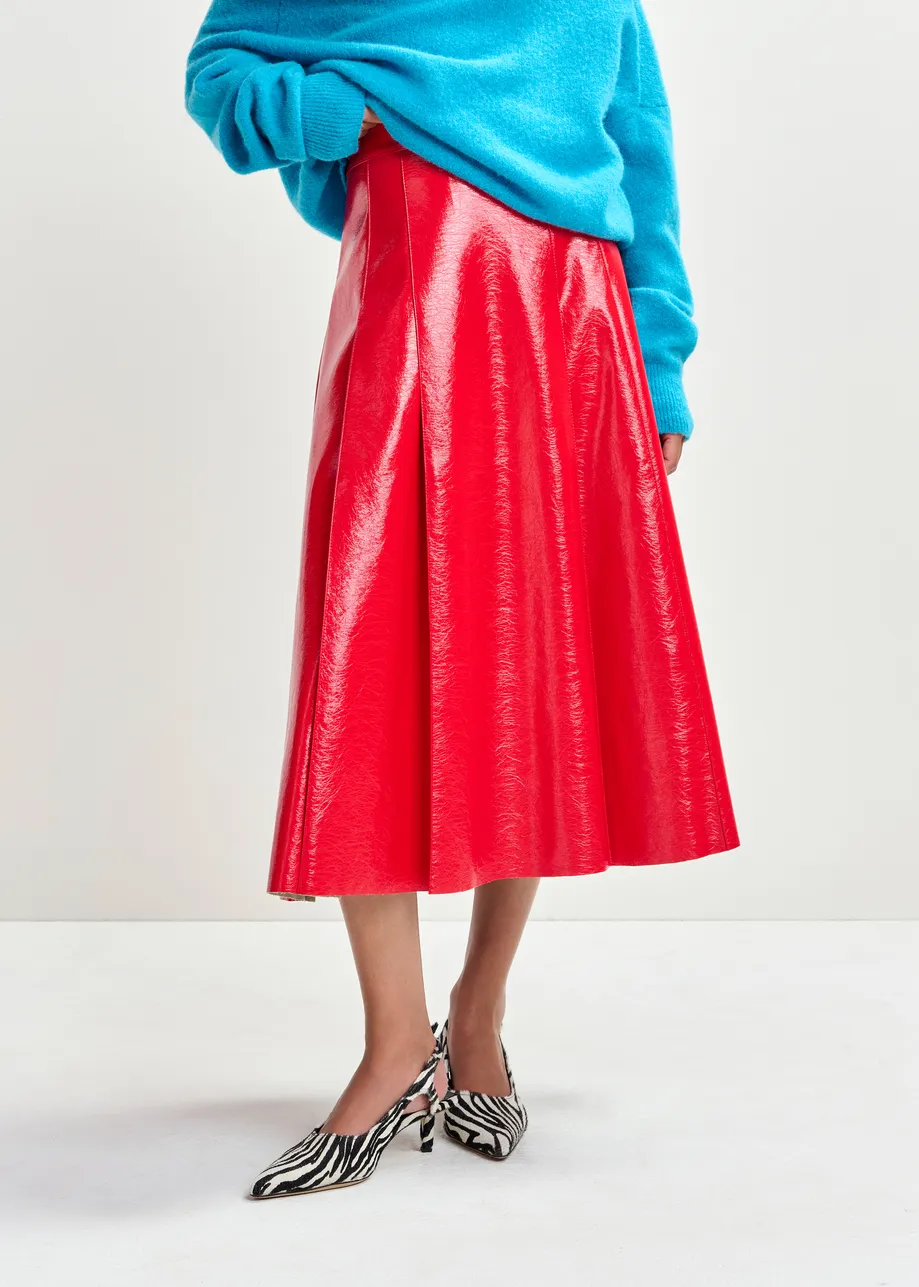 Rode midirok in faux leer