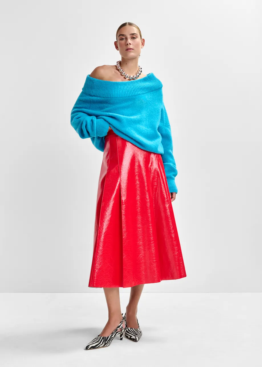 Rode midirok in faux leer