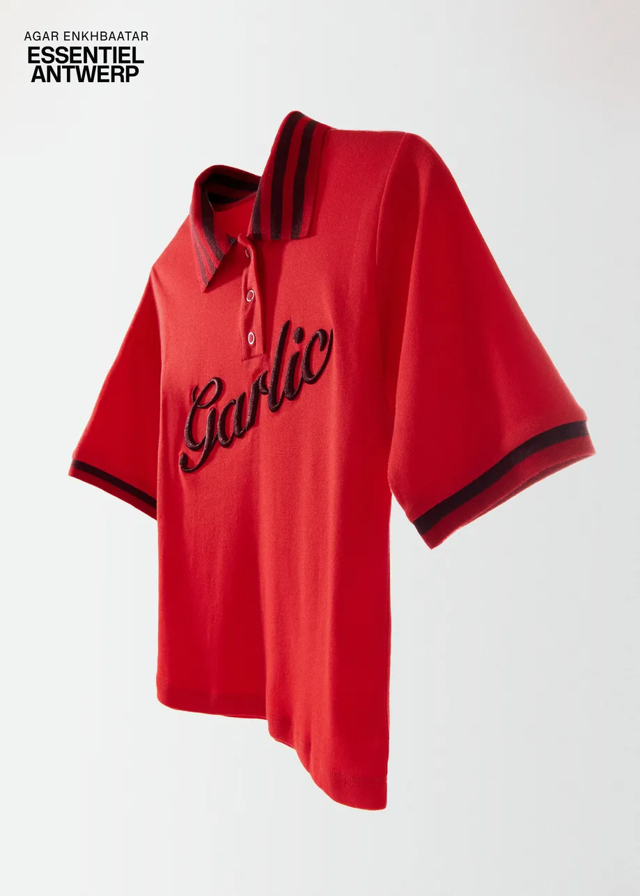 Polo rouge et bordeaux à broderie "Garlic"