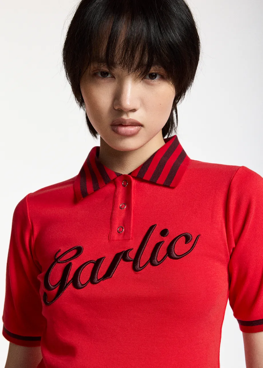 Polo rouge et bordeaux à broderie "Garlic"