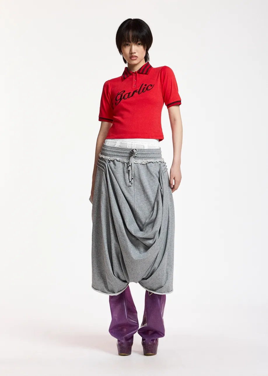 Polo rouge et bordeaux à broderie "Garlic"