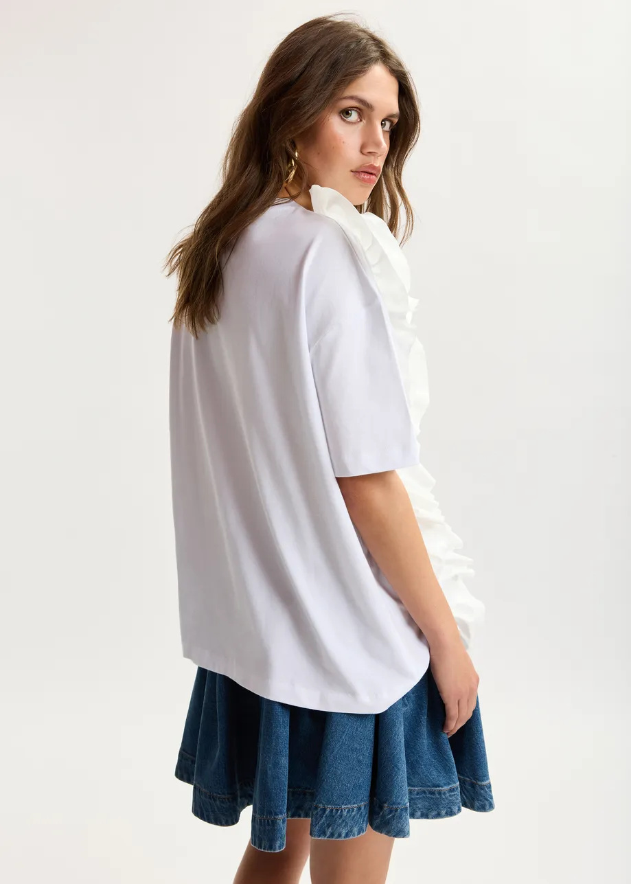 T-shirt en coton blanc avec fleur