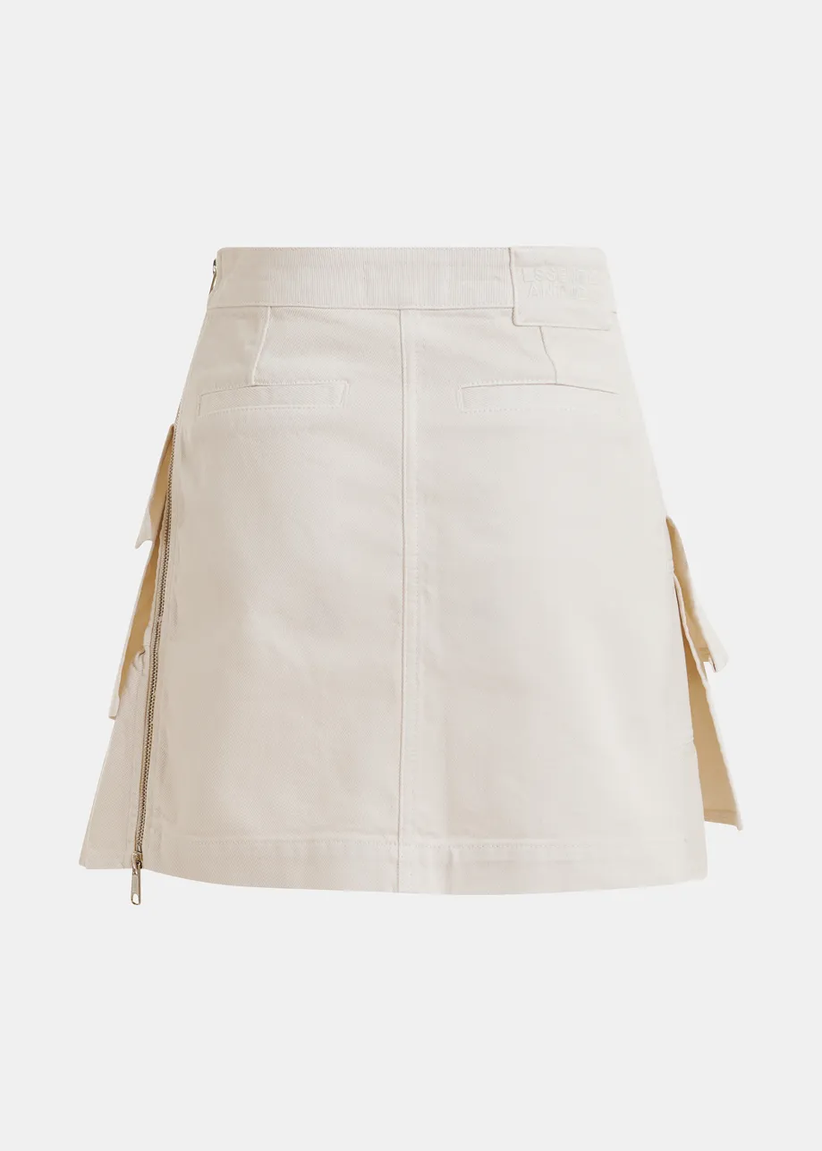 Gebroken witte katoenen minirok met volants