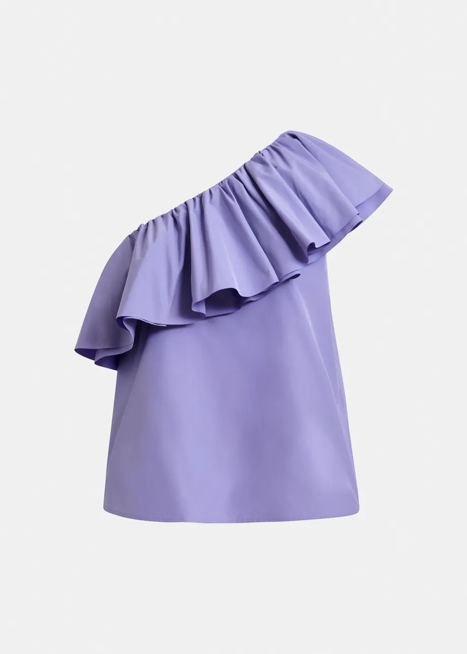 Purple asymmetric ruffle top
