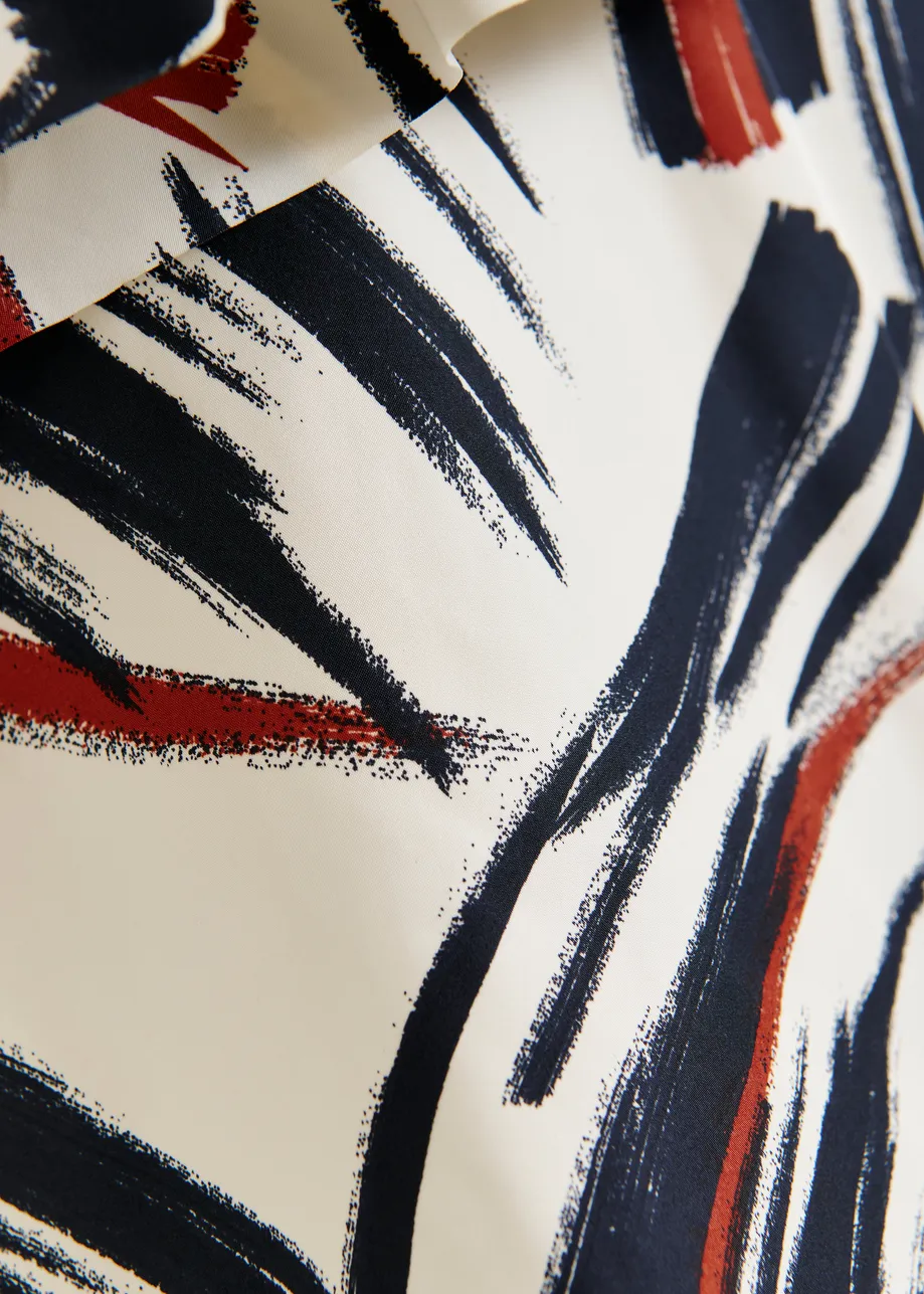 Off-white, black and brown asymmetric ruffle top