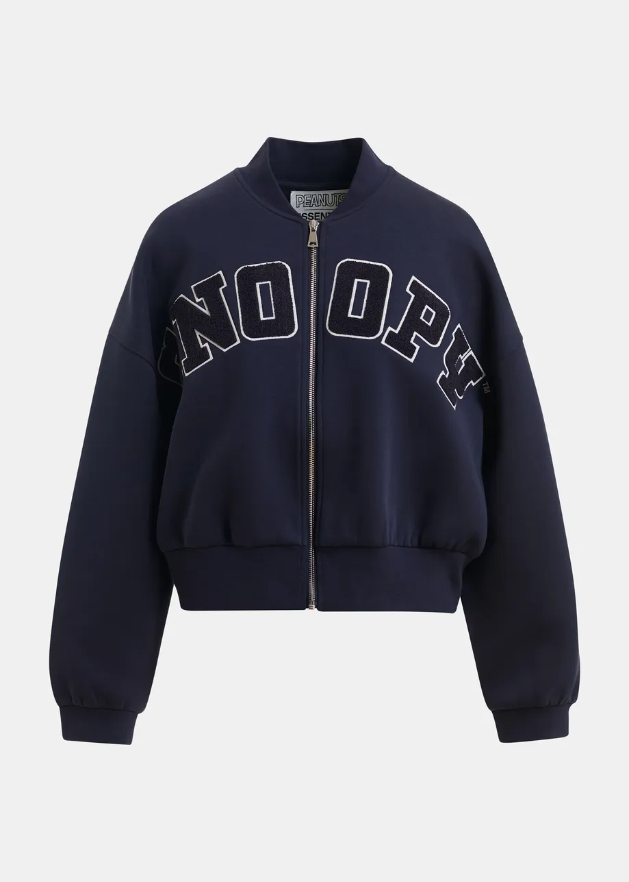 Navy bomber with Snoopy letter appliqués