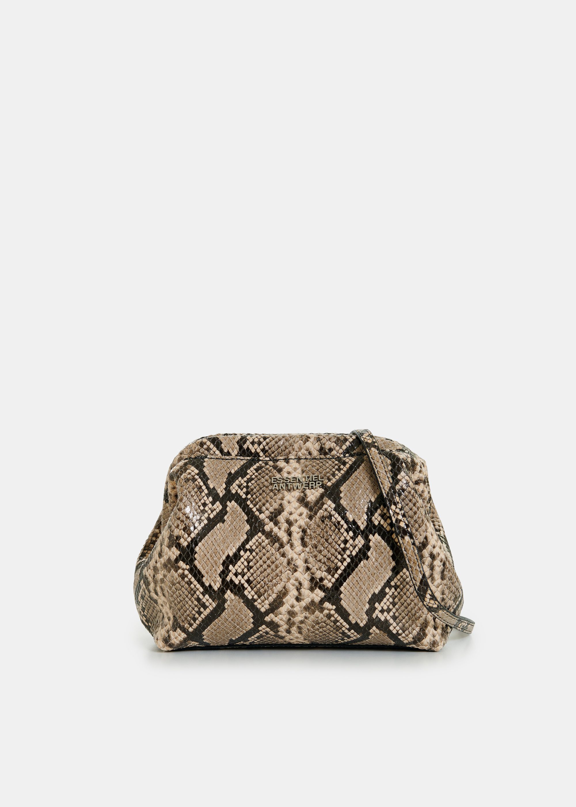 Light and dark brown snake-print pouch | Essentiel Antwerp United