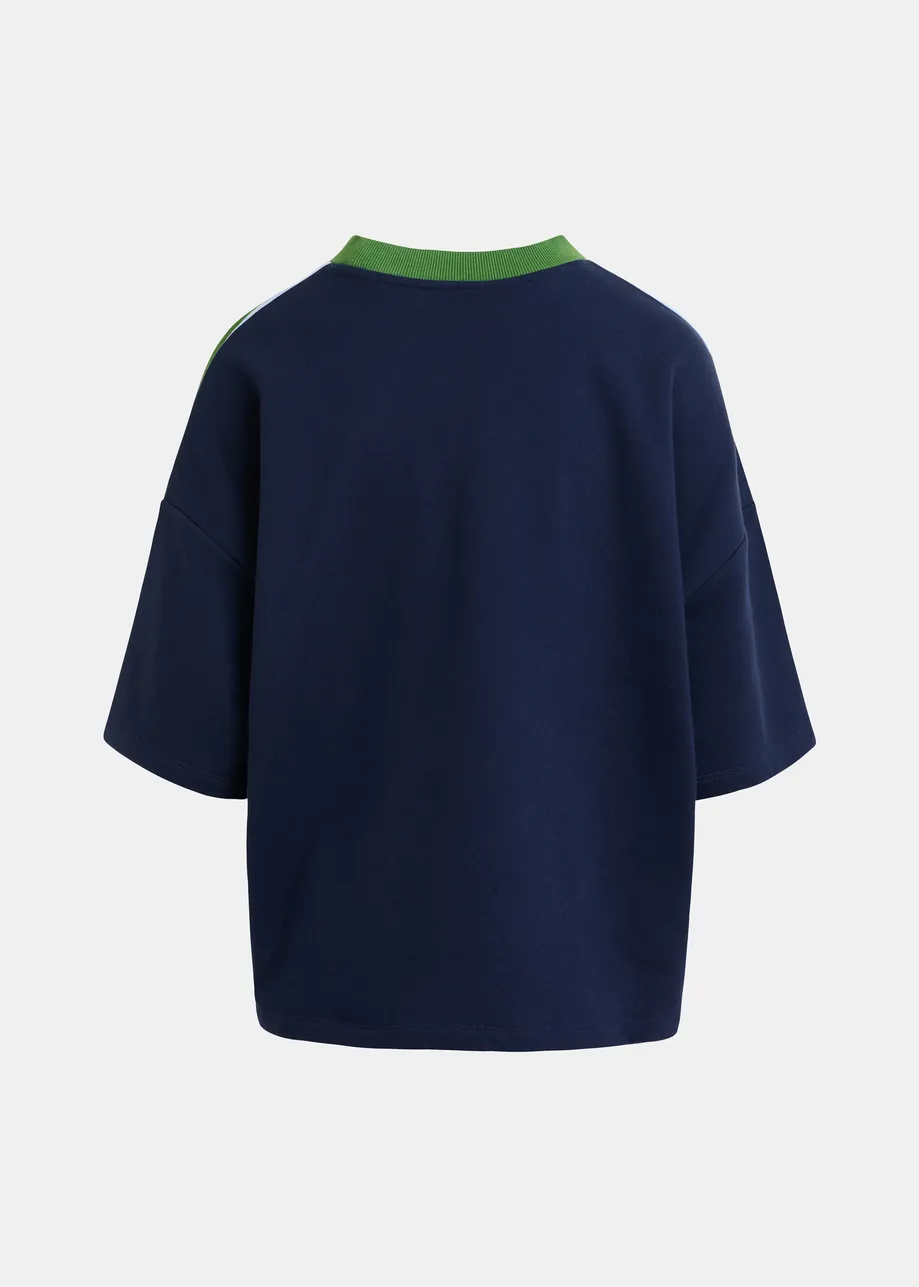 Striped cotton-blend sweatshirt