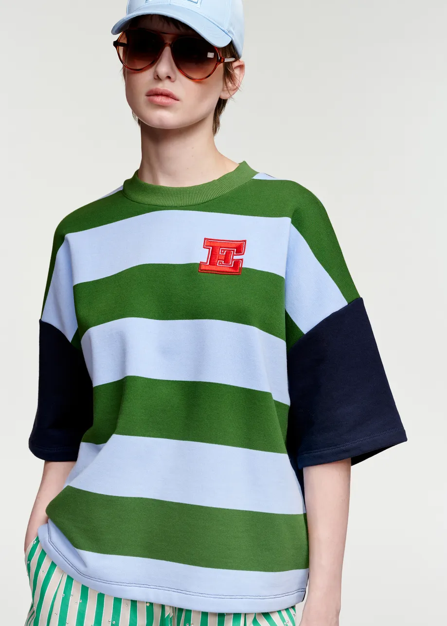 Striped cotton-blend sweatshirt