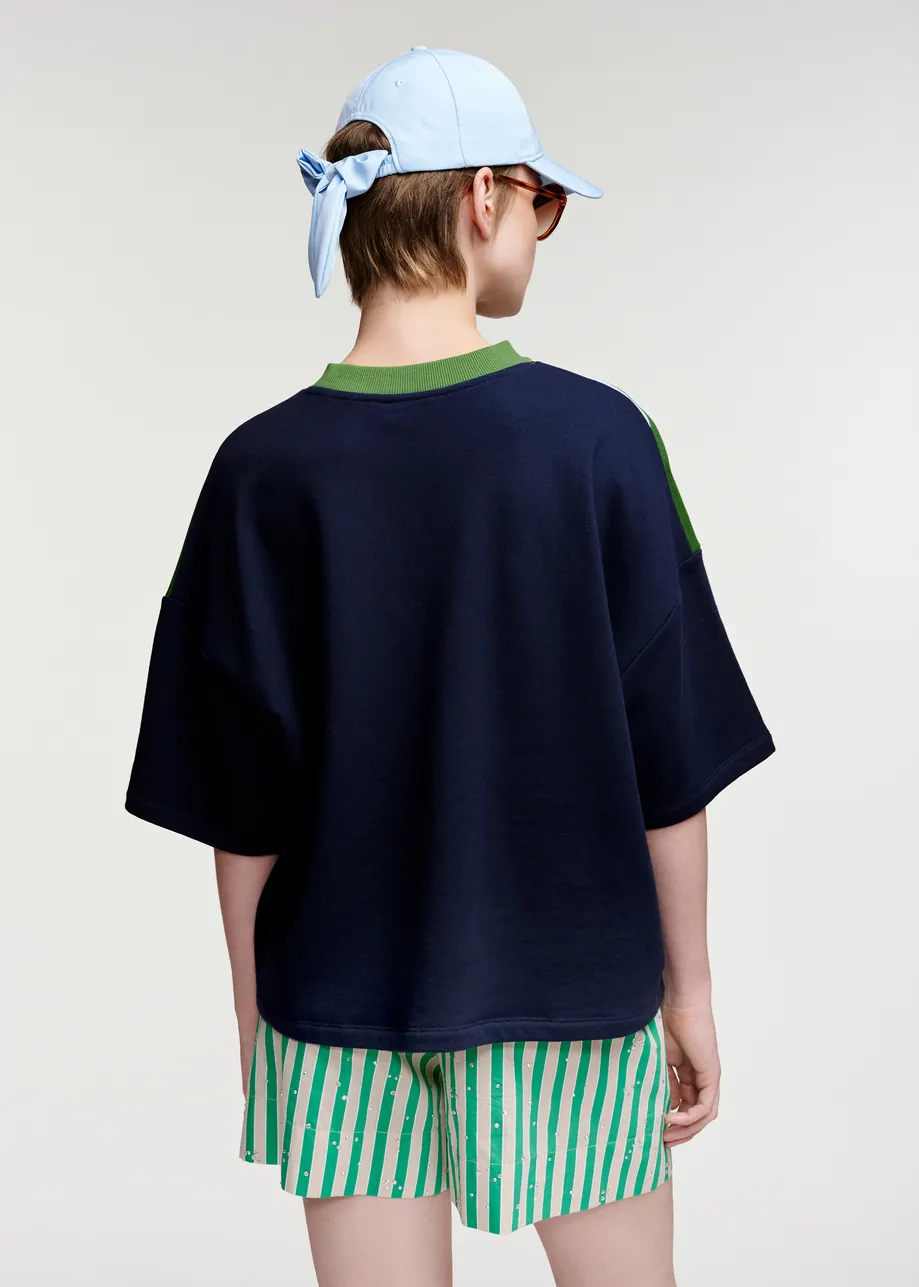 Striped cotton-blend sweatshirt