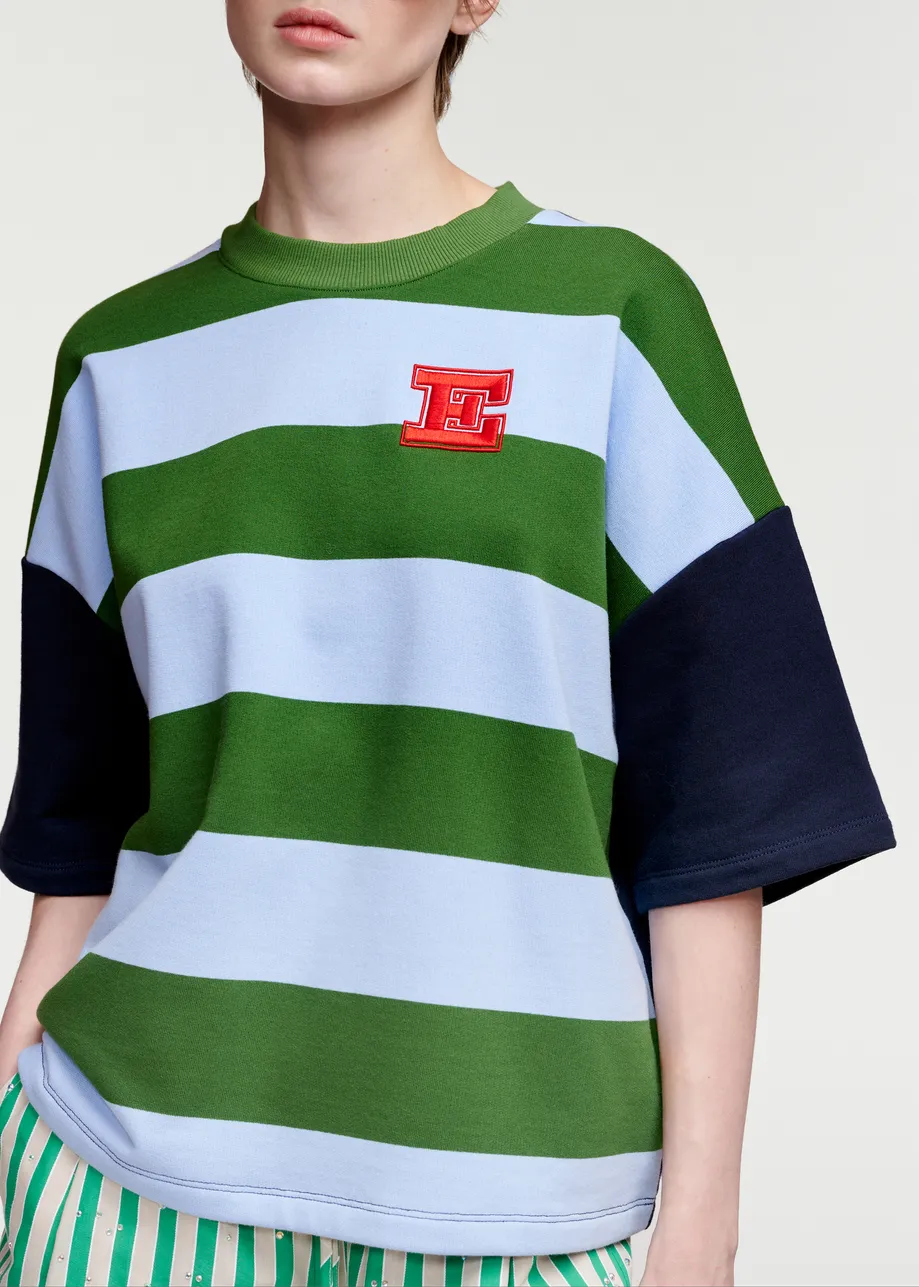 Striped cotton-blend sweatshirt