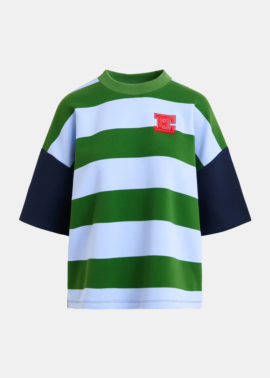 Striped cotton-blend sweatshirt