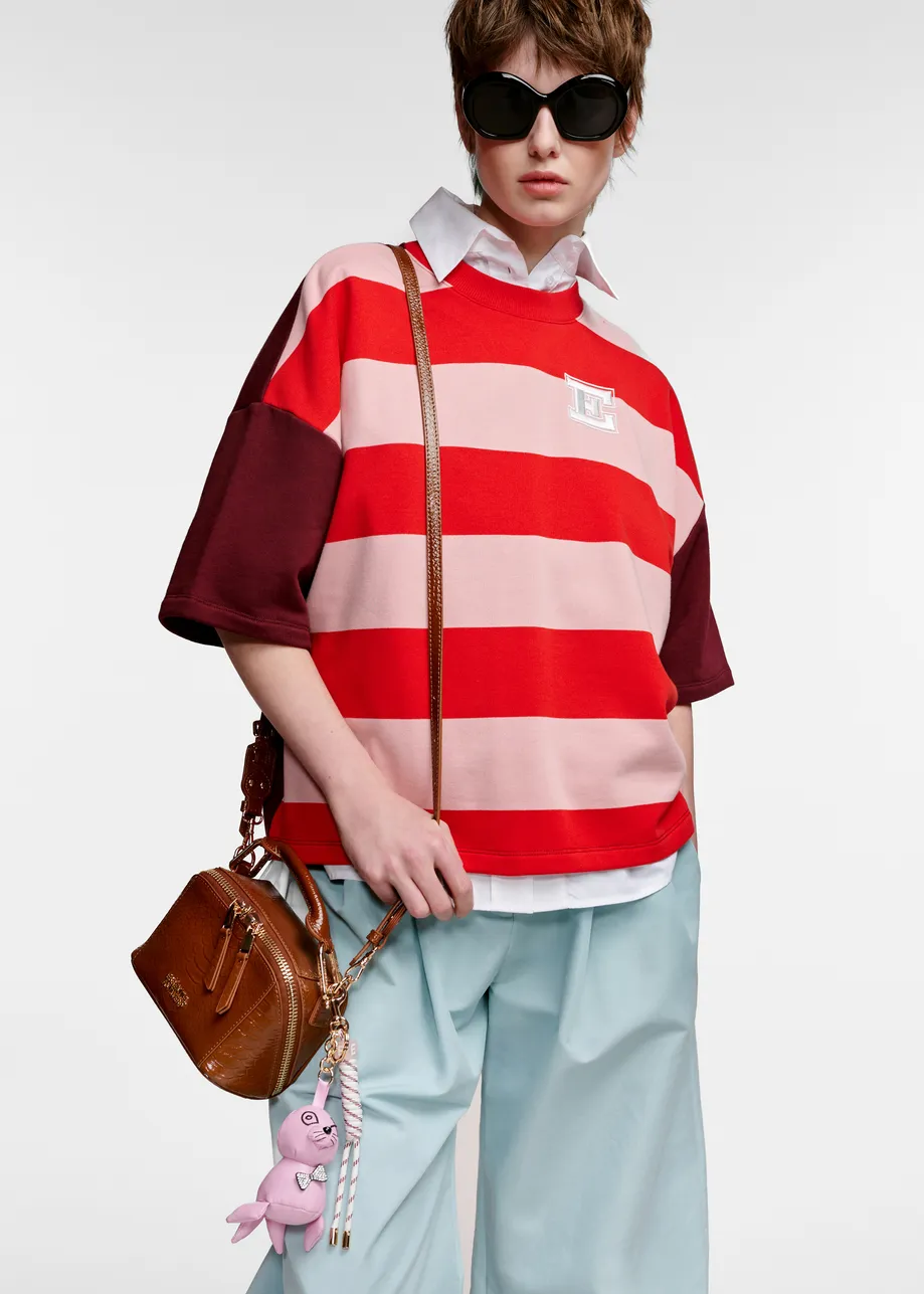 Striped cotton-blend sweatshirt