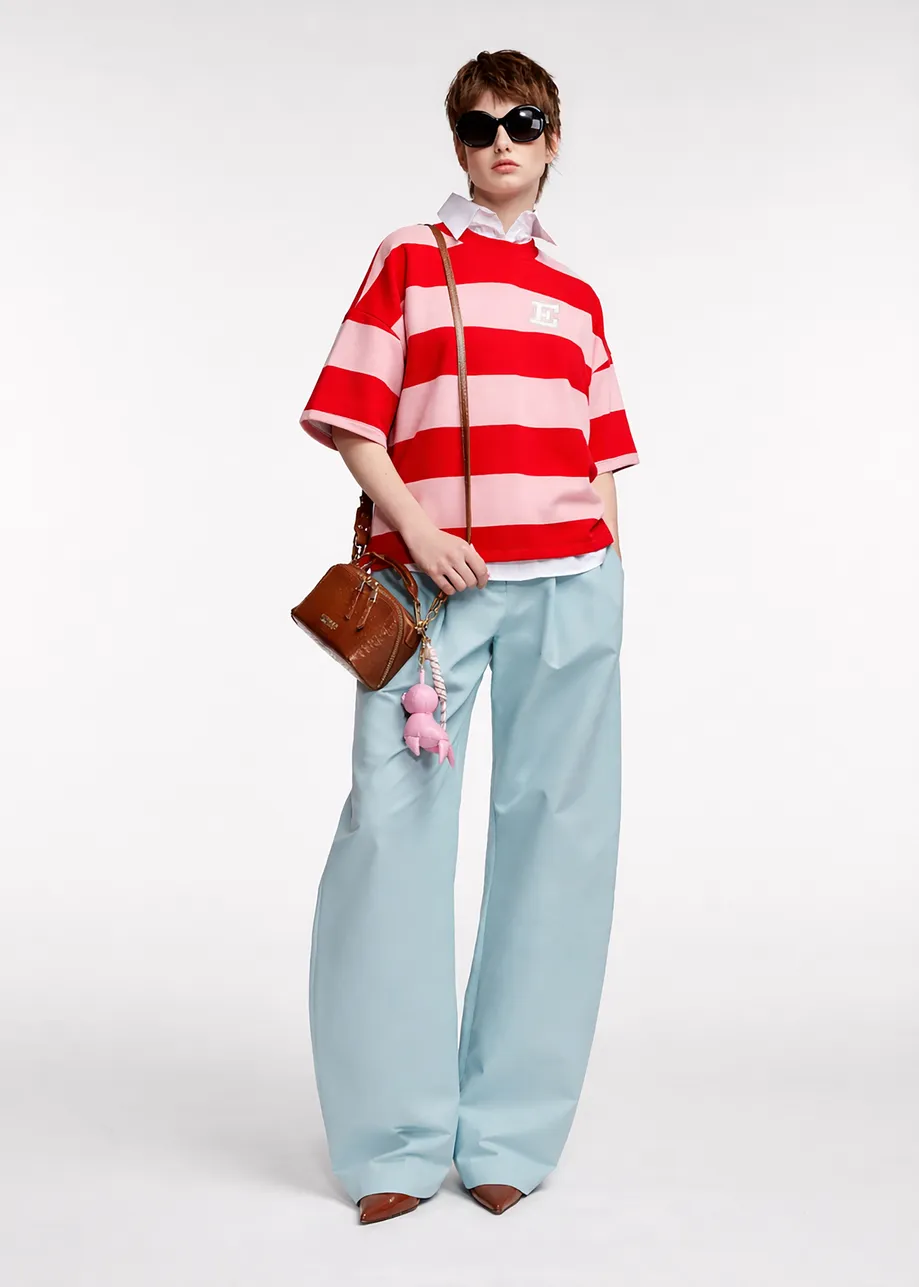 Burgundy, Pink and red striped cotton-blend sweatshirt