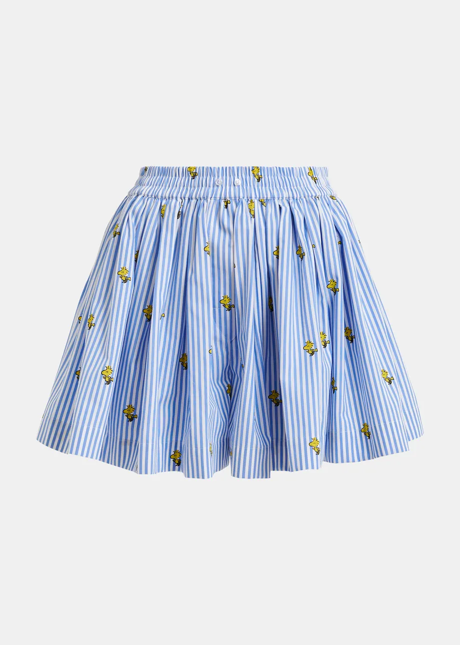 Light blue and white striped cotton shorts with yellow Peanuts™ print