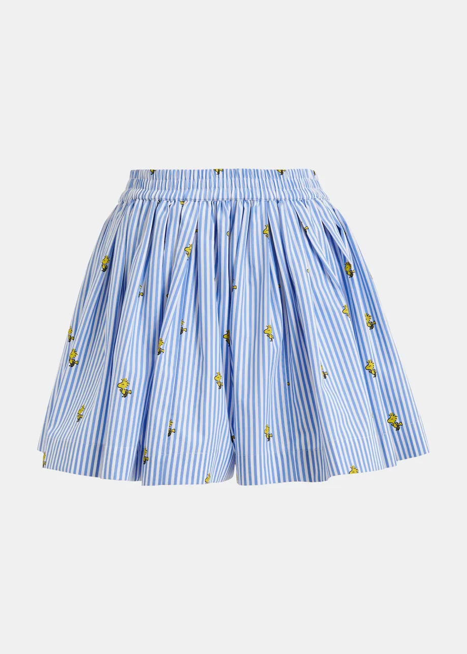 Light blue and white striped cotton shorts with yellow Peanuts™ print
